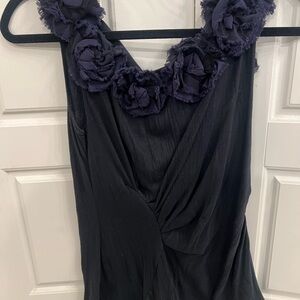 Deletta Black Tank Top with Purple Floral Details from Anthropologie